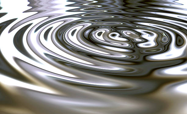 Rendered picture of metalic waves Ripples in water from a rain drop This image will work very well as a background layer or mask. perpetual motion stock pictures, royalty-free photos & images