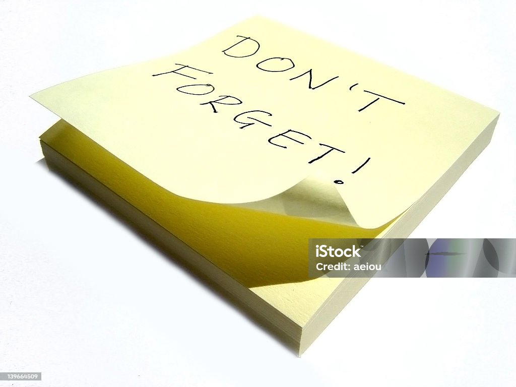 Don't Forget! Reminder Note Office reminder Chores Stock Photo