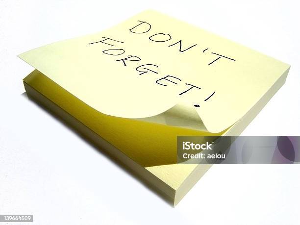 Dont Forget Reminder Note Stock Photo - Download Image Now - Chores, Document, Horizontal
