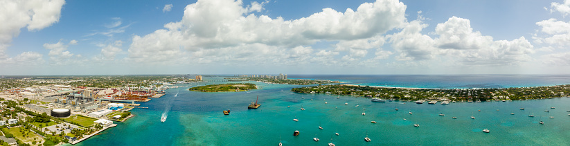 Palm Beach inlet aerial drone panorama