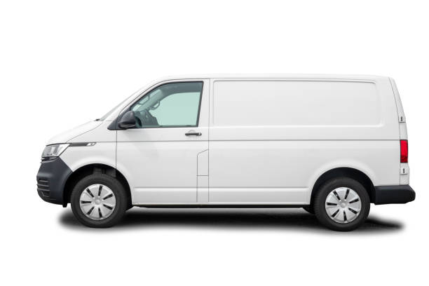 istock Side view of a white van  - on white background 1396649061