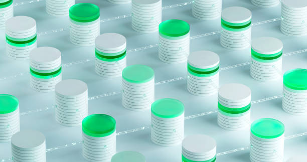 istock Blockchain on technology background.Digital visualization of the token with lines and digital icons. The glowing lines of the included working servers, united in a single network. 1396651600