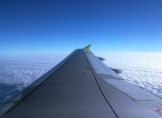 istock wing of an airplane in the sky 139665211