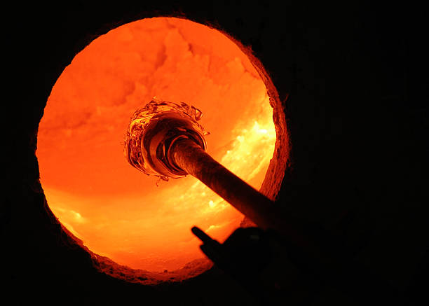 glass blowing in the furnace