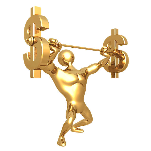 istock Golden Guy Weightlifting Dollar 139665270