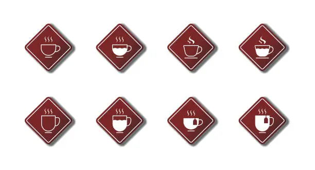 Vector illustration of Coffee and tea icon set. Vector illustration.