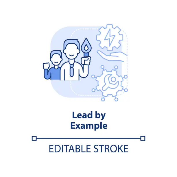 Vector illustration of Lead by example blue light concept icon