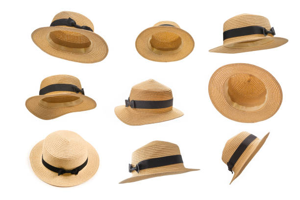 istock Straw hat with black bow isolated on white 1396658423