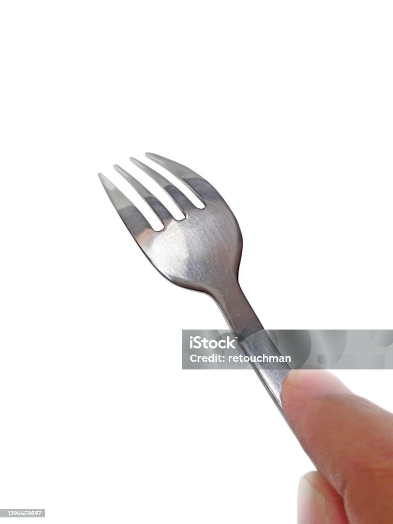 Fork Sign Hand Fork In Hand On White Background Stock Photo - Download Image Now ...
