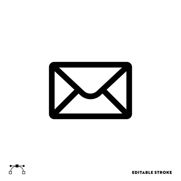 symbol "nachrichtenzeile" mit bearbeitbarem strich. geeignet für webseiten-, mobile app-, ui-, ux- und gui-design. - post stock-grafiken, -clipart, -cartoons und -symbole