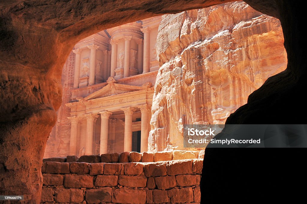 The Treasury, Petra. Another view of the Treasury in Petra, Jordan. Brick Stock Photo