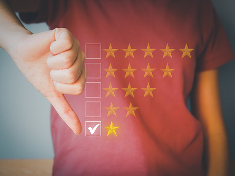 Customers who choose service satisfaction with the lowest rated customer One star on a very bad level.