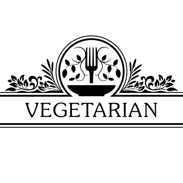 Vector illustration of Vegetarian and Salad Restaurant Food Menu Logo