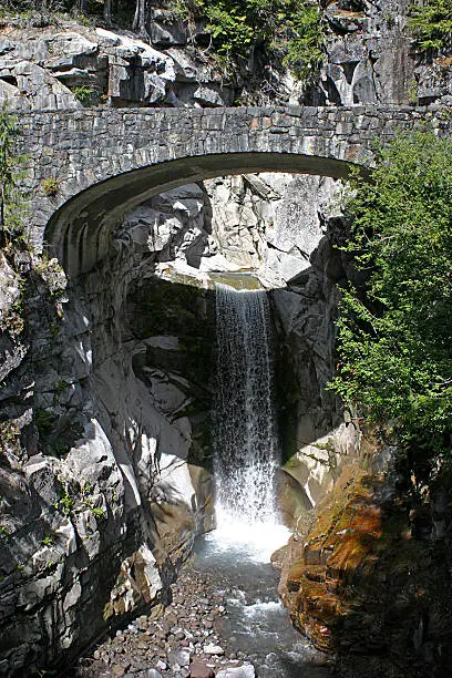 Christine Falls waterfall in Mount Rainier National Park, Washington State