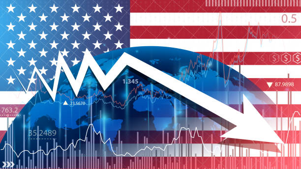 United States economic growth expected to slow down. Supply chain crisis slows economic growth. stock photo