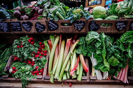 Fresh vegetables market stand