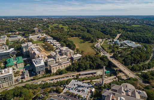 Pittsburgh Carnegie University and Schenley Park in Background. Pennsylvania. Skyline
