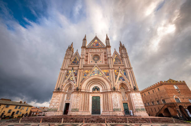 Orvieto, Italy at the Duomo Orvieto, Italy at the cathedral and plaza in the morning. orvieto stock pictures, royalty-free photos & images