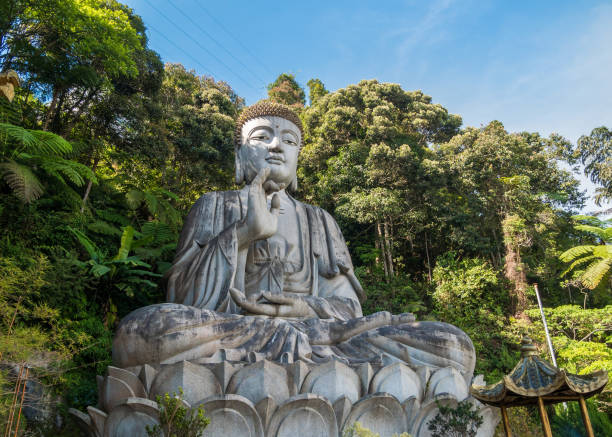 Stone buddha which is located at Chin Swee Caves Temple,Genting Highlands. stock photo