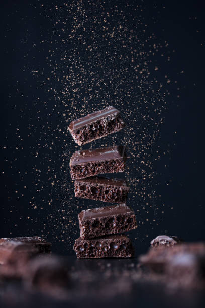 istock Flying dark chocolate with cocoa 1396678926