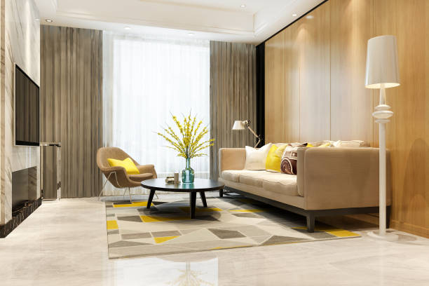 istock 3d rendering loft luxury living room with bookshelf 1396681801