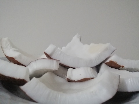 Coconut in the plate, White background