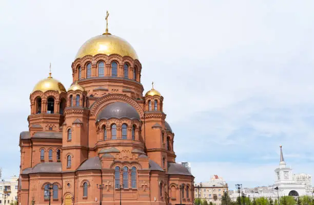 VOLGOGRAD, RUSSIA - APRIL 29, 2022: Alexander Nevsky Cathedral in Volgograd.