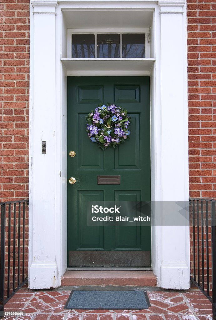 welkoming door welkoming door witch flower wreath Architecture Stock Photo