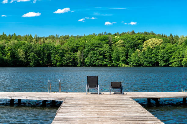 istock lake with bathing stage in summer 1396687161