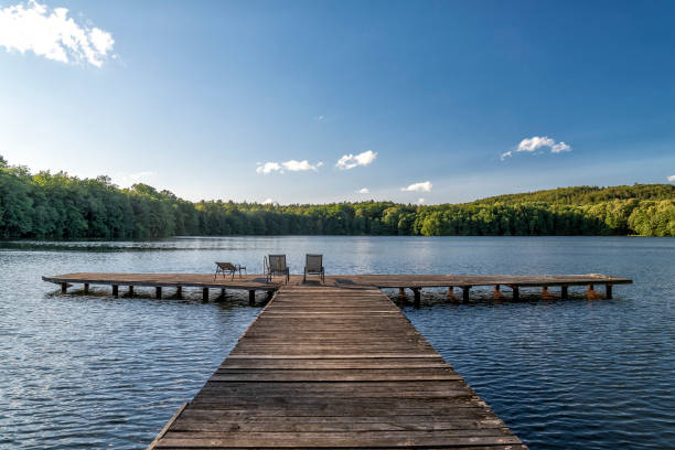 istock lake with bathing stage in summer 1396688687