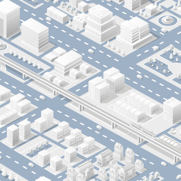 изометрическая белая карта города навигация городская картография бизнес-концепция - navigations stock illustrations