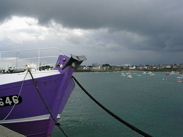 This is a view of Roscoff's port, on a winter stormy day.