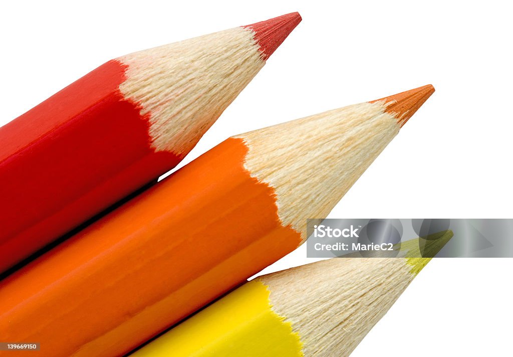 Em vermelho, laranja e amarelo lápis dicas - Foto de stock de Amarelo royalty-free