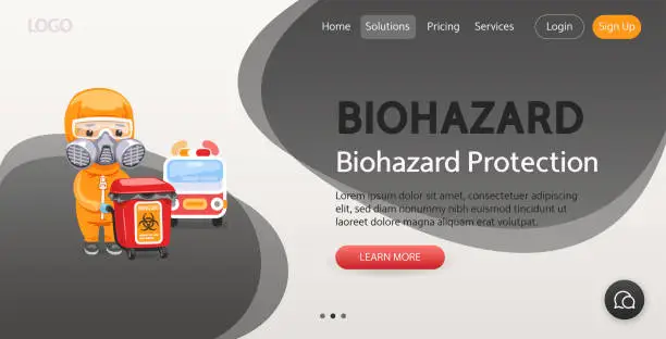 Vector illustration of Biohazard Protection WebsiteTemplate