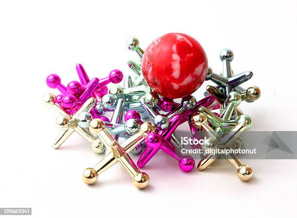 Game Of Jacks Over White Stock Photo - Download Image Now - Jacks - Throwing Game, Child, Leisure Games