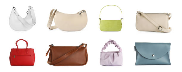 istock Set with different stylish women's bags on white background. Banner design 1396693685