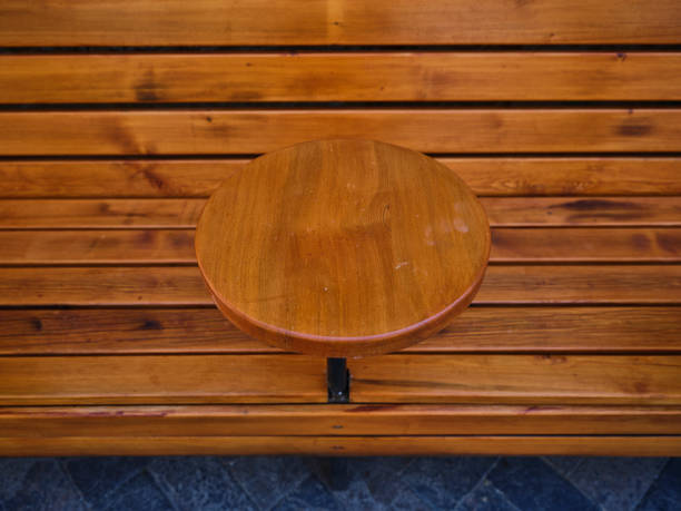wooden table and chair in a cafe