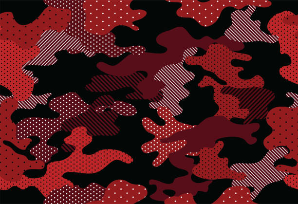 Seamless Spotted Camouflage abstract pattern, Military dot Camouflage repeat pattern design for Army background, printing clothes, fabrics, sport jersey texture, poster, cards and wallpaper background Seamless Spotted Camouflage abstract pattern, Military dot Camouflage repeat pattern design for Army background, printing clothes, fabrics, sport jersey texture, poster, cards and wallpaper background red camouflage pattern stock illustrations