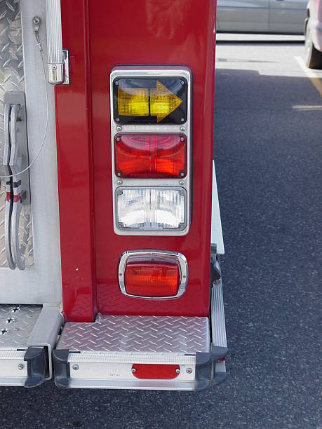 Fire truck back tailight stock photo