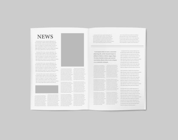 istock Template is a spread of paper news, newspaper, vector illustration. 1396701827