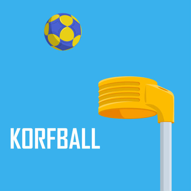 korfball kort i korfball ball. sportowe tło korfball. - basketball hoop stock illustrations
