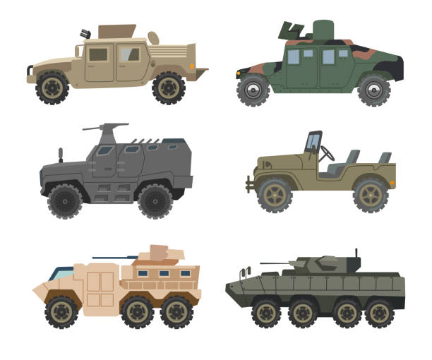 異なる軍用車両ベクトルイラストセット - military land vehicle点のイラスト素材／クリップアート素材／マンガ素材／アイコン素材