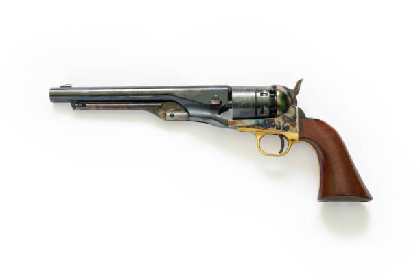 istock Black powder revolvers on a white background 1396710446