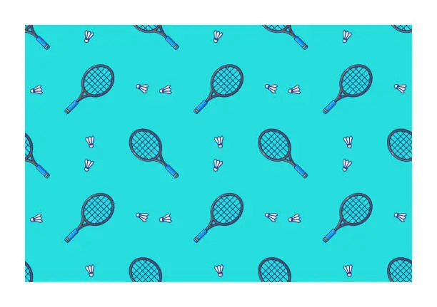 Vector illustration of racket and badminton seamless pattern vector illustration design