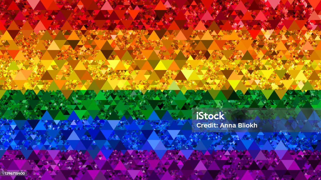 Rainbow Flag Abstract Mosaic LGBTQIA Pride Month Event Culture Triangle Kaleidoscope Pattern Stripe Geometric Texture Red Orange Yellow Green Blue Purple Glitter Sequin Crumpled Foil Pixel Refraction Paper Psychedelic Background Digitally Generated Image Rainbow Flag Abstract Mosaic LGBTQIA Pride Month Rights Event Culture Triangle Kaleidoscope Pattern Stripe Geometric Texture Red Orange Yellow Green Blue Purple Glitter Sequin Crumpled Foil Refraction Pixel Confetti Paper Psychedelic Background Digitally Generated Image Design template for presentation, flyer, card, poster, brochure, banner 16x9 Format LGBTQIA Pride Event Stock Photo