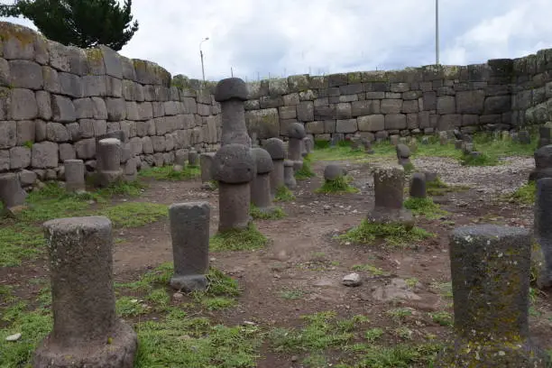 Photo of Stone phallus in the prehistoric Incas fertility temple in Chucuito, Puno Peru