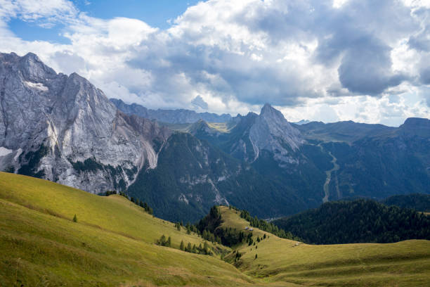 istock Dolomite peaks - Marmolada and Colac above Canazei. 1396720273