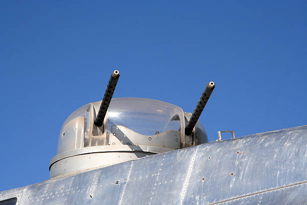 Airplane gun turrets stock photo