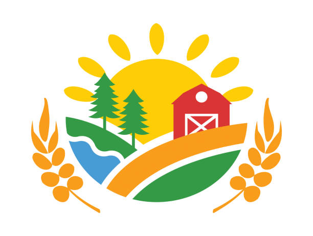 ilustrações, clipart, desenhos animados e ícones de crachá do círculo agrícola da agricultura - north dakota