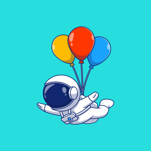 cute astronaut vector illustration design flying with balloons cute astronaut vector illustration design flying with balloons cosmonaut stock illustrations